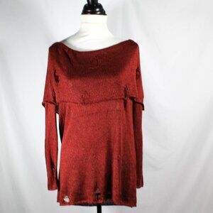 NWT Distressed Burnt Orange Rust Knit Off the Shoulder Plus Size Top Size 2X